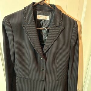 Tahari black pin striped suit